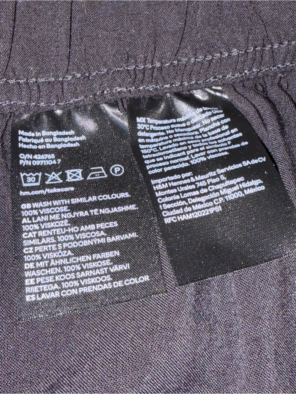 H&M Black Elastic Waist Wide Leg Viscose Pants - Picture 6 of 7